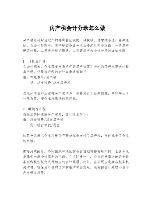 房产税会计分录怎么做