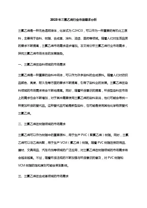 2023年三氯乙烯行业市场需求分析