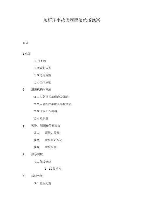 尾矿库事故灾难应急救援预案