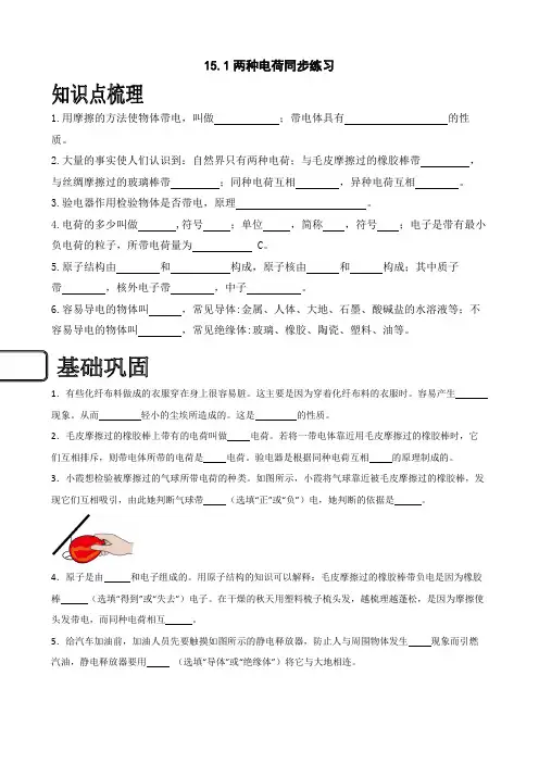 151两种电荷练习(原卷版)
