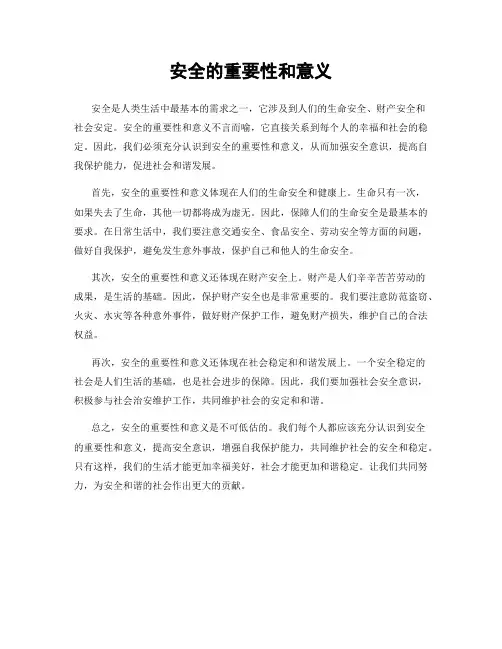 安全的重要性和意义