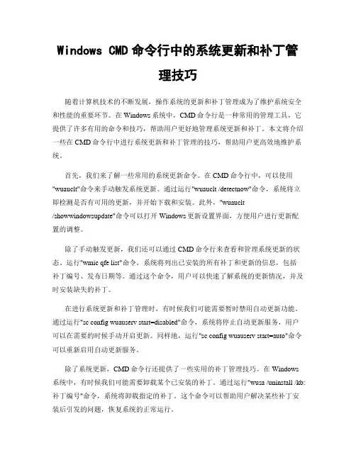 Windows CMD命令行中的系统更新和补丁管理技巧