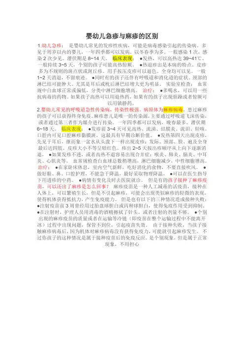 婴幼儿急疹与麻疹的区别