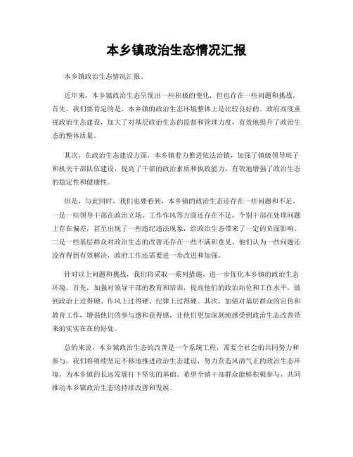 本乡镇政治生态情况汇报