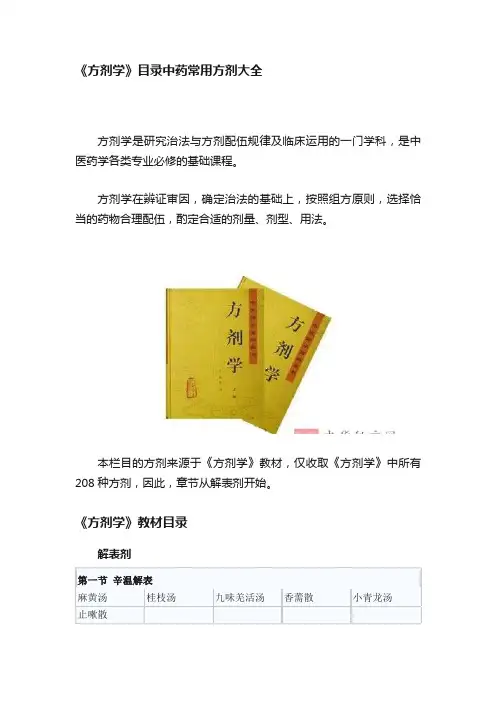 《方剂学》目录中药常用方剂大全