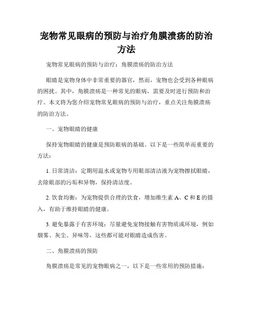 宠物常见眼病的预防与治疗角膜溃疡的防治方法