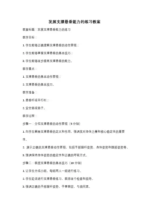 发展支撑悬垂能力的练习教案