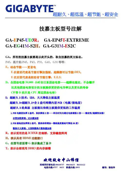 技嘉主板型号注解