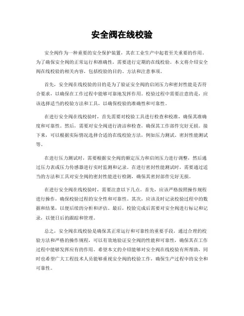 安全阀在线校验