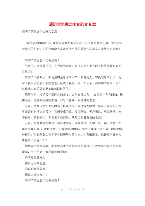 清明节的思念作文范文5篇
