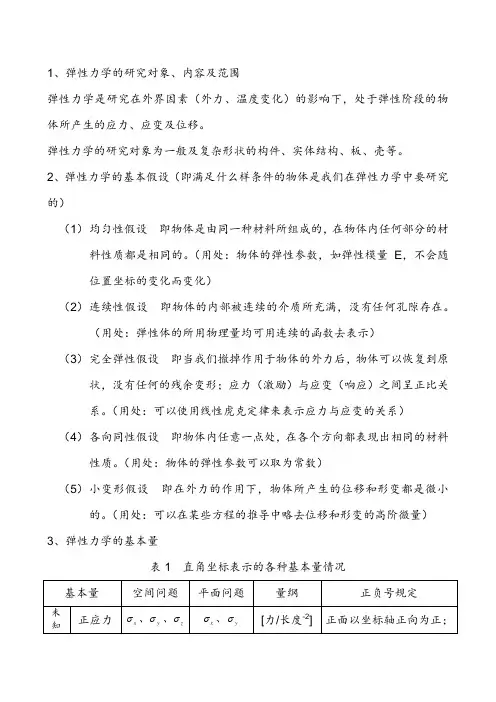 弹性力学主要内容