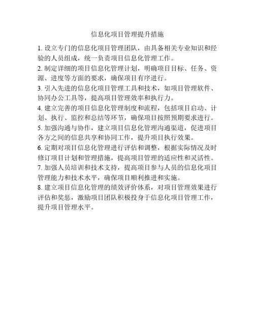 信息化项目管理提升措施
