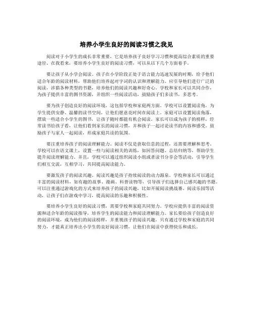 培养小学生良好的阅读习惯之我见