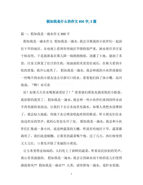 假如我是什么的作文600字,3篇
