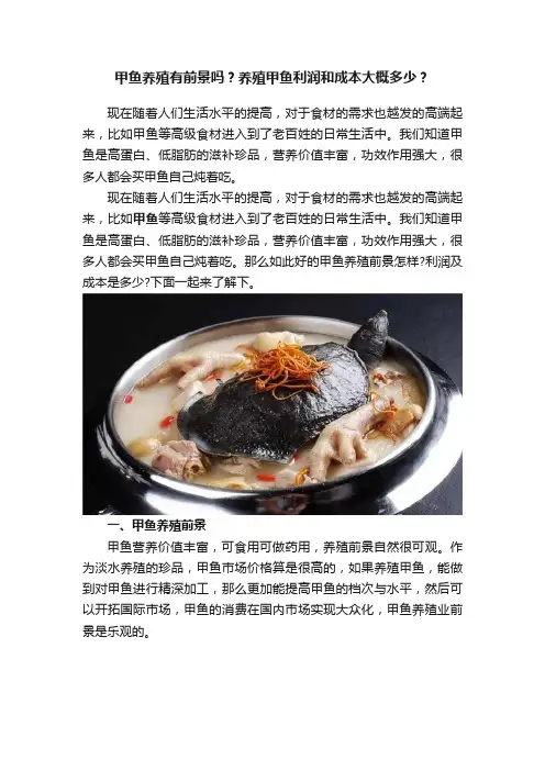 甲鱼养殖有前景吗？养殖甲鱼利润和成本大概多少？