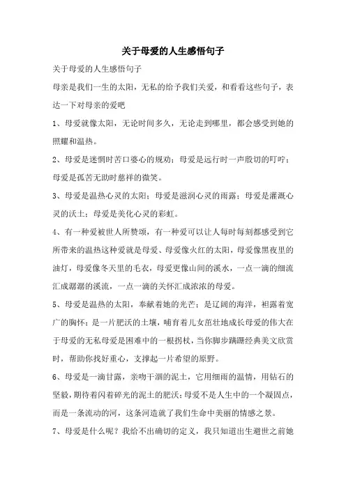 关于母爱的人生感悟句子_1