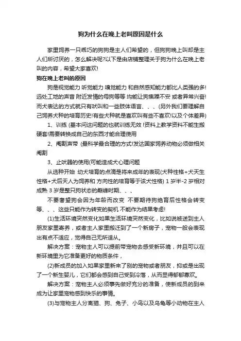 狗为什么在晚上老叫原因是什么
