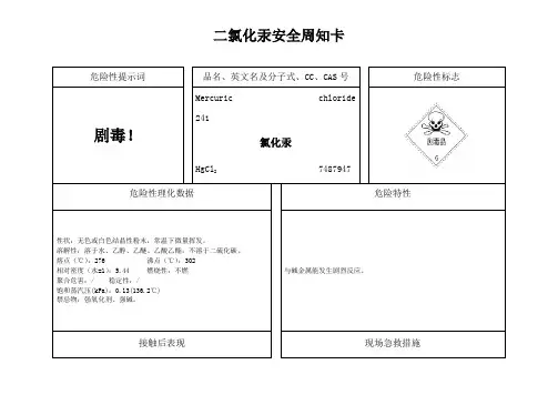 氯化汞安全周知卡