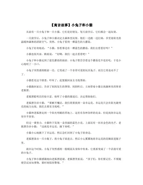 【寓言故事】小兔子和小猫