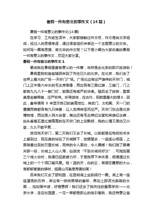 暑假一件有意义的事作文（14篇）