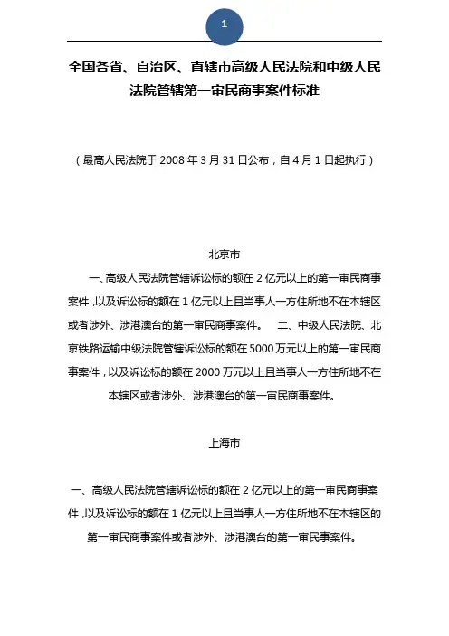 法院民事案件受理标准
