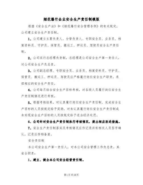 烟花爆竹企业安全生产责任制模版（3篇）