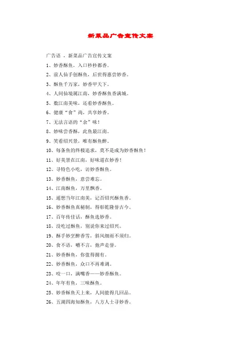 新菜品广告宣传文案
