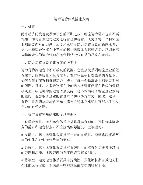运力运营体系搭建方案