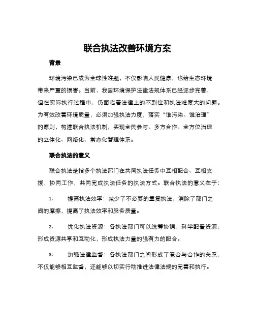 联合执法改善环境方案