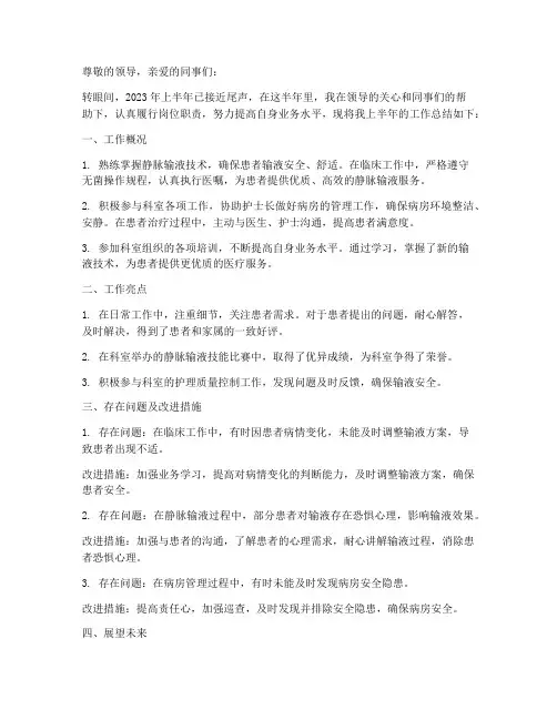 静脉半年工作总结
