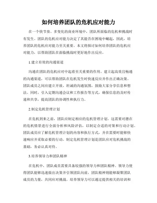 如何培养团队的危机应对能力