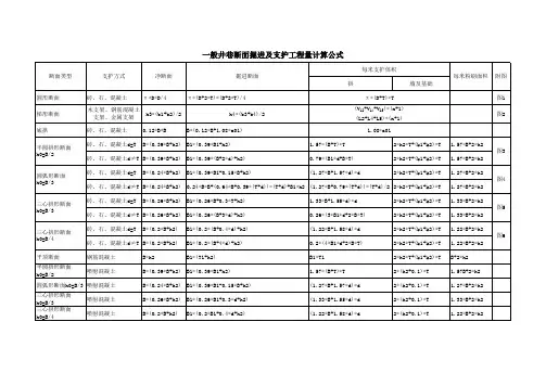 一般井巷断面掘进及支护工程量计算公式