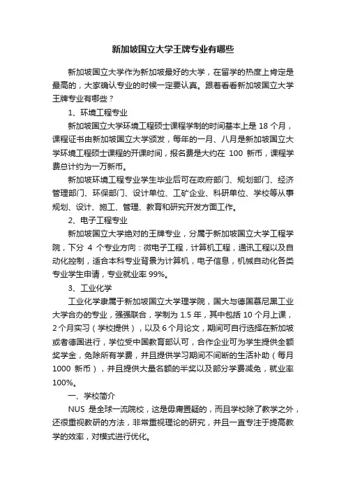 新加坡国立大学王牌专业有哪些