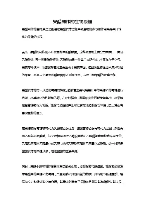 果醋制作的生物原理