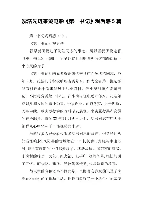 沈浩先进事迹电影《第一书记》观后感5篇
