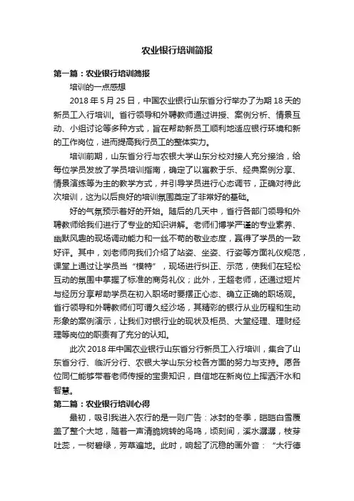 农业银行培训简报