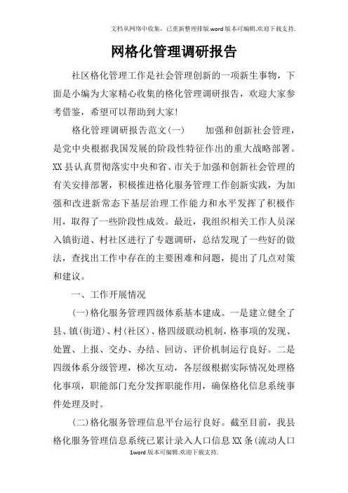 网格化管理调研报告