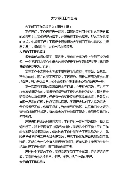 大学部门工作总结范文（精选7篇）