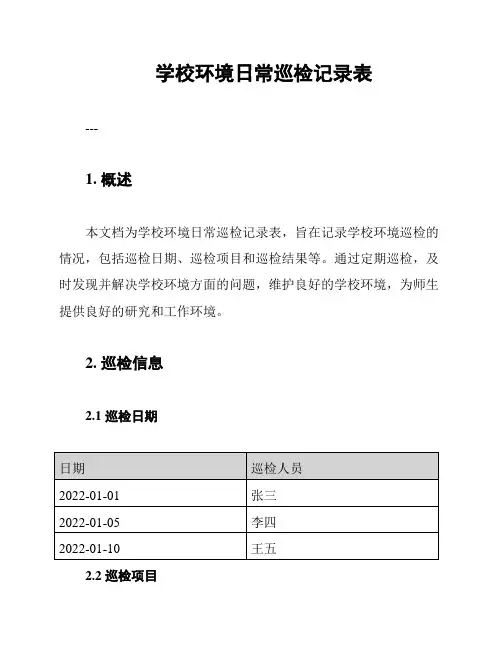 学校环境日常巡检记录表