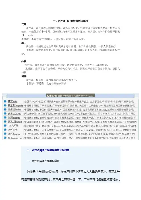 水性漆和油性漆优劣比较