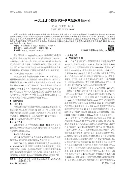 兴文县红心猕猴桃种植气候适宜性分析