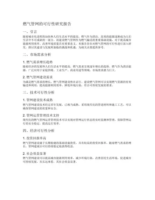 燃气管网的可行性研究报告