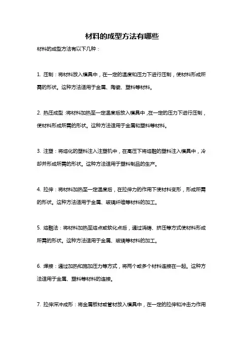 材料的成型方法有哪些