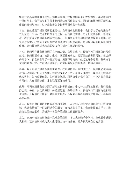 参加小记者培训班的感想