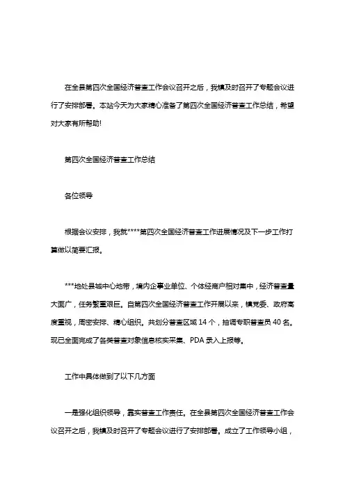 第四次全国经济普查工作总结