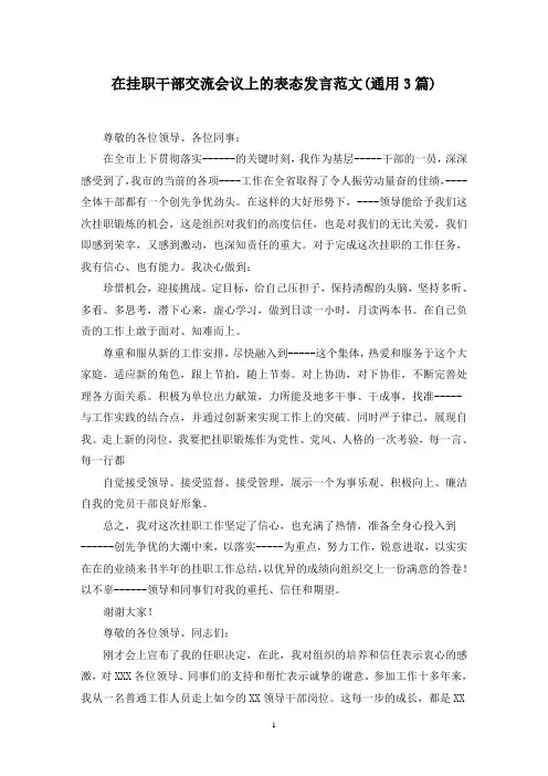 最新在挂职干部交流会议上的表态发言范文(通用3篇)
