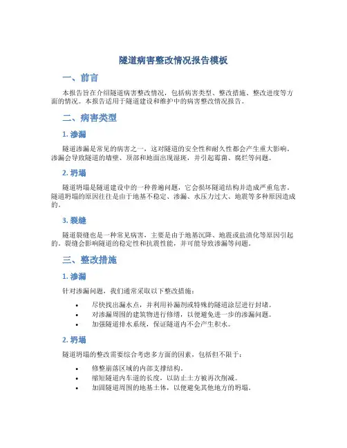隧道病害整改情况报告模板
