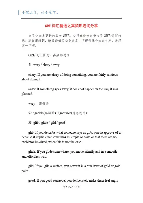 GRE词汇精选之高频形近词分享