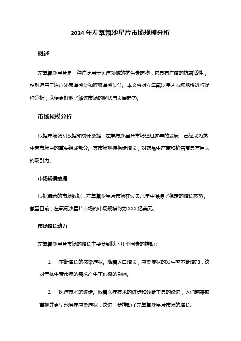 2024年左氧氟沙星片市场规模分析
