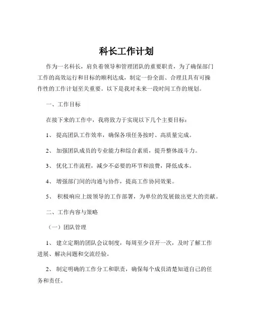 科长工作计划